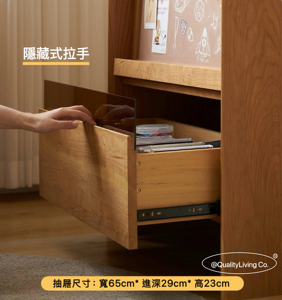北歐實木玻璃門書櫃收納展示櫃