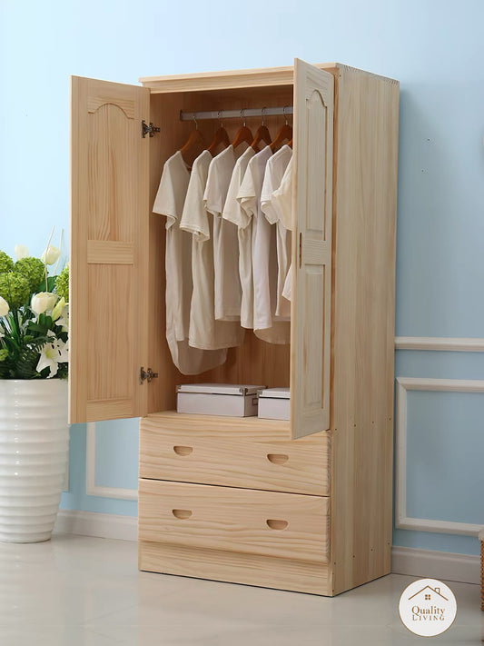 原木風實木衣櫃