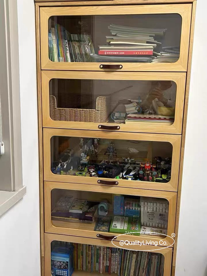 實木玻璃展示櫃 玻璃門書櫃