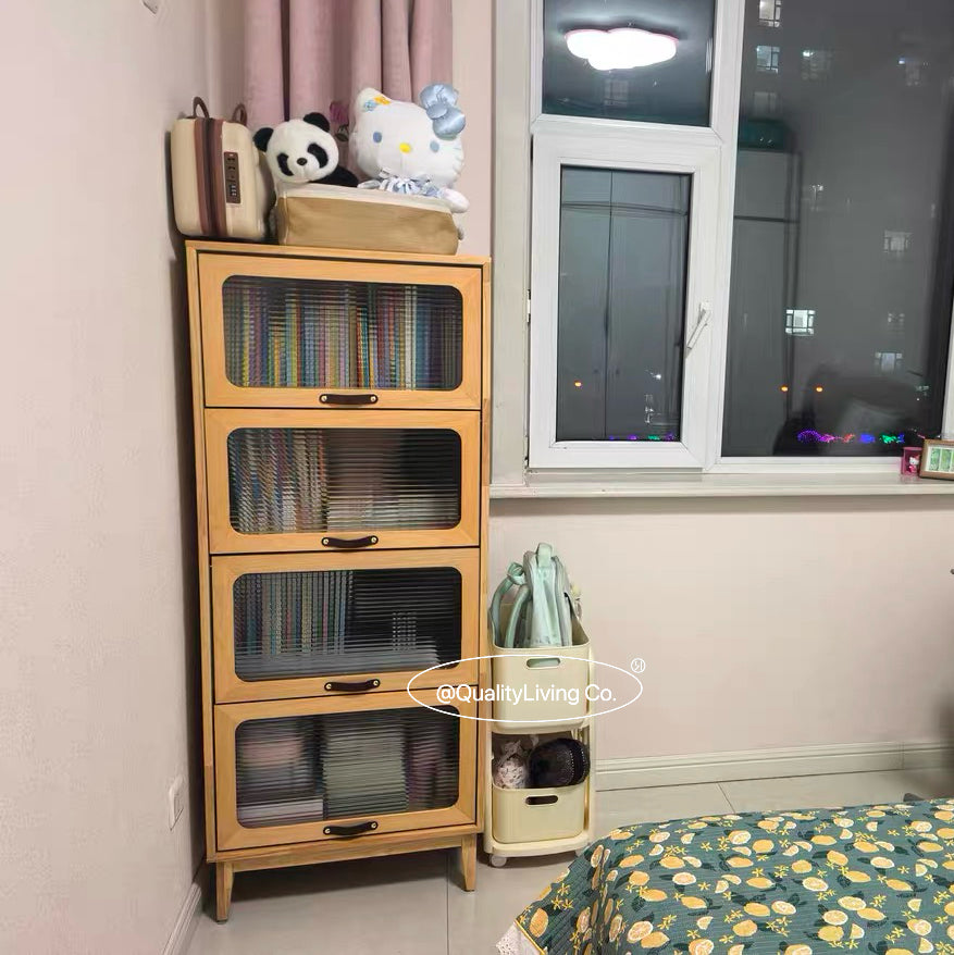 實木玻璃展示櫃 玻璃門書櫃