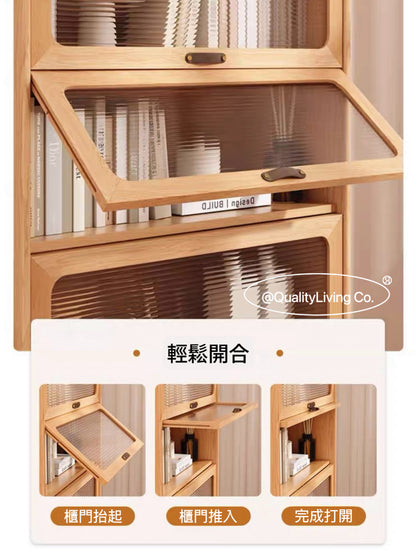 玻璃門實木儲物櫃書櫃