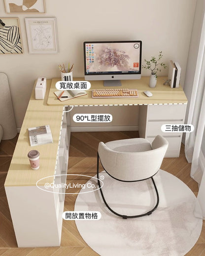 Maple- 實木電腦桌書桌格子櫃半包圍組合（可訂造）