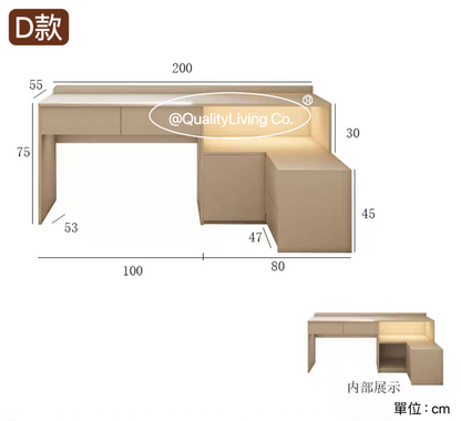 Maple- 實木轉角書架書桌一體（可訂造）