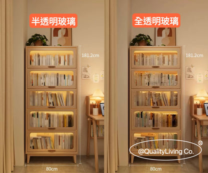 玻璃門實木儲物櫃書櫃