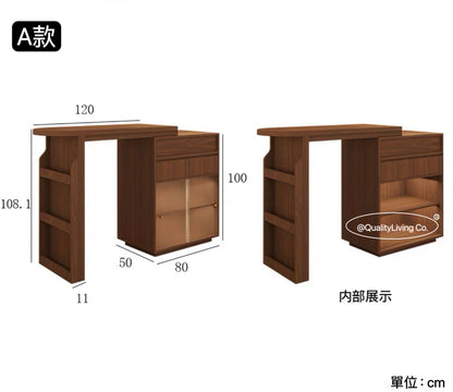 Maple-實木復古伸縮吧檯桌櫃餐桌一體 可定制