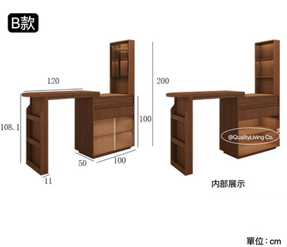 Maple-實木復古伸縮吧檯桌櫃餐桌一體 可定制
