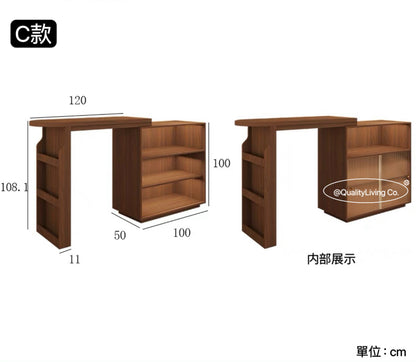 Maple-實木復古伸縮吧檯桌櫃餐桌一體 可定制
