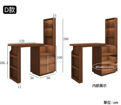 Maple-實木復古伸縮吧檯桌櫃餐桌一體 可定制