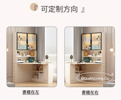 Maple- 實木奶油風梳妝台書櫃書桌一體（可訂造）
