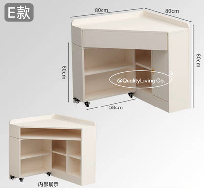 Maple- 實木奶油風梳妝台書櫃書桌一體（可訂造）