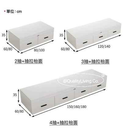 Maple- 實木飄窗抽拉式伸縮書桌抽屜櫃（可訂造）
