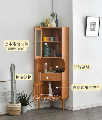 北歐實木轉角餐邊櫃