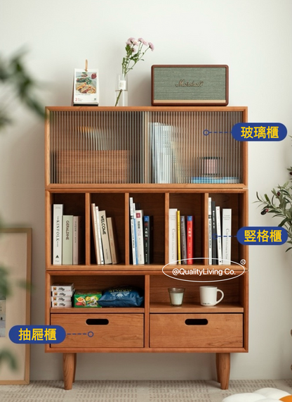 日式實木組合書櫃