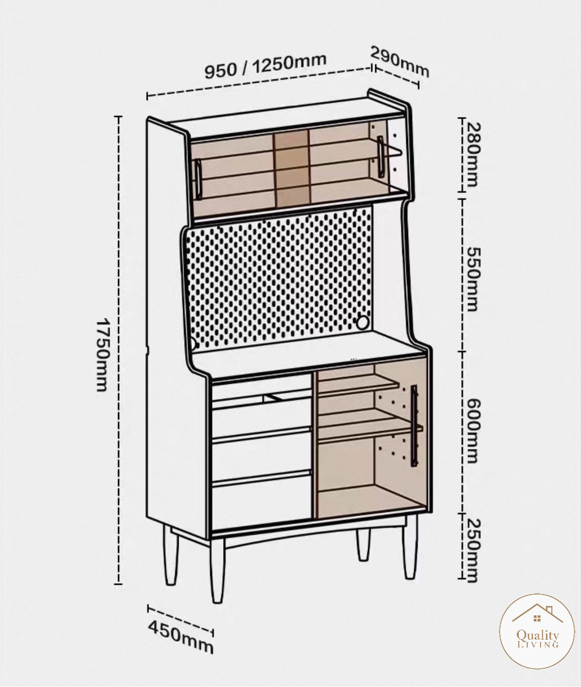 MOKA 復古實木餐邊櫃