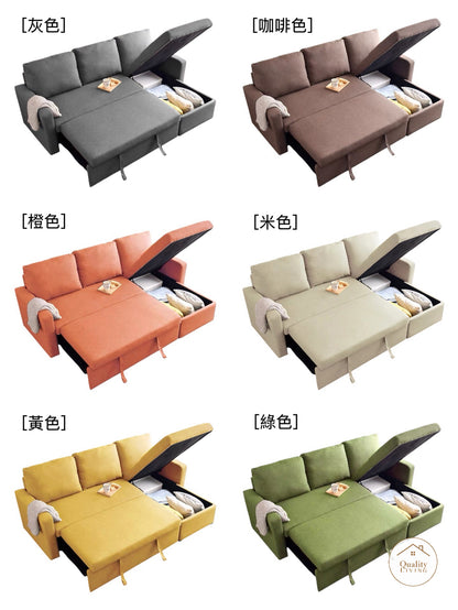 日式多功能L型梳化床
