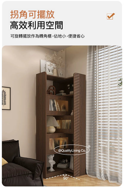 Maple-  實木復古轉角組合書櫃可伸縮書架（可訂造）