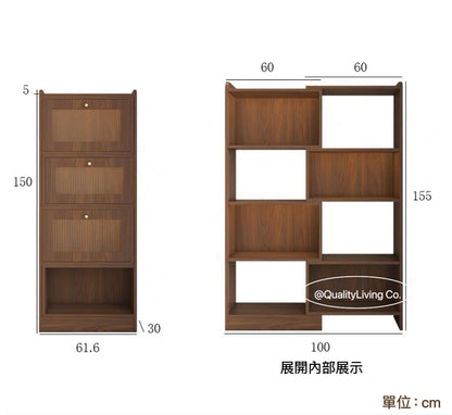 Maple-  實木復古轉角組合書櫃可伸縮書架（可訂造）