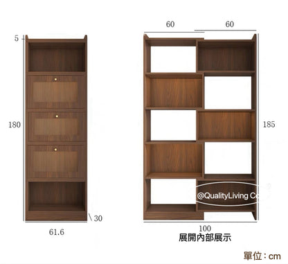 Maple-  實木復古轉角組合書櫃可伸縮書架（可訂造）