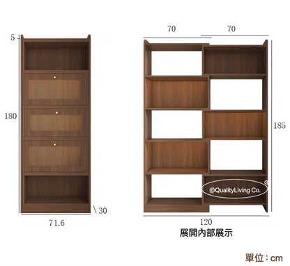 Maple-  實木復古轉角組合書櫃可伸縮書架（可訂造）
