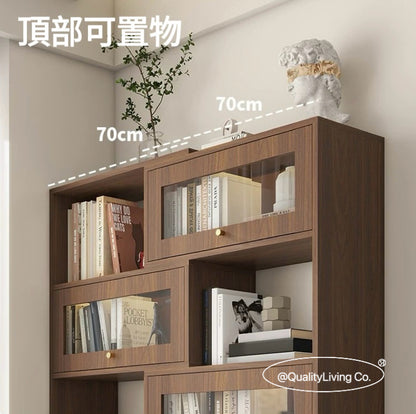Maple-  實木復古伸縮書櫃書桌一體轉角（可訂造）